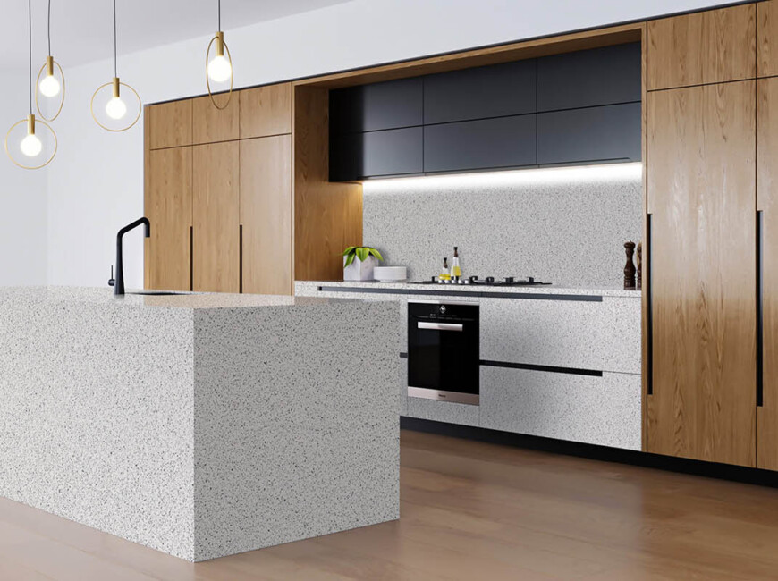 Искусственный акриловый камень Grandex J-510 Terazzo Bianco — фото 4 — MAS — Modern Acrylic Stone