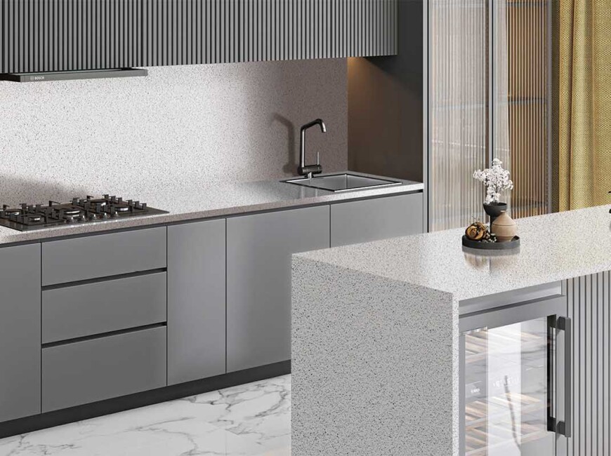 Штучний акриловий камінь Grandex J-510 Terazzo Bianco — фото 5 — MAS — Modern Acrylic Stone