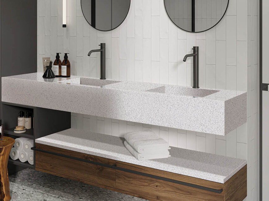 Штучний акриловий камінь Grandex J-510 Terazzo Bianco — фото 6 — MAS — Modern Acrylic Stone