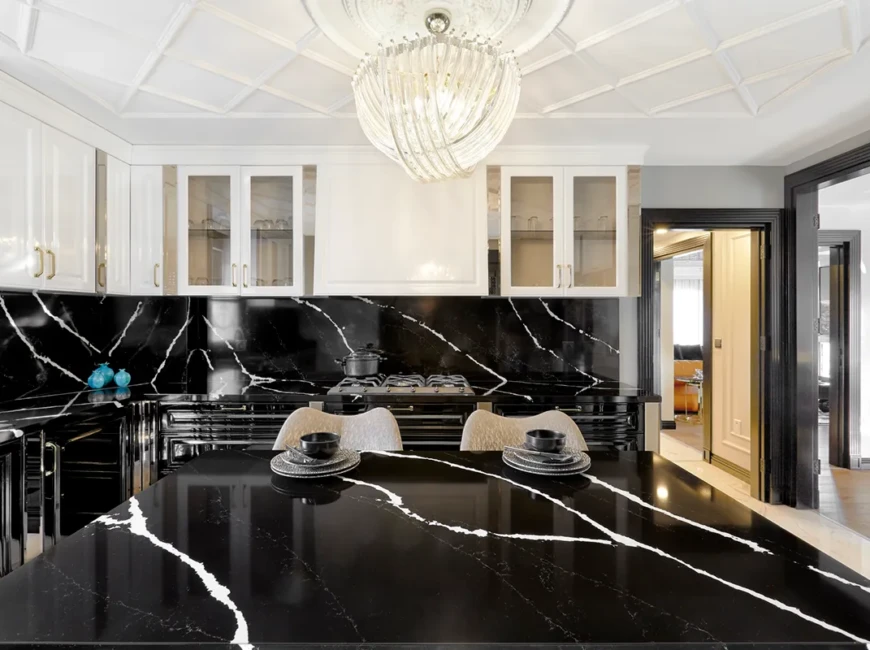 Штучний кварцовий камінь Belenco 9719 Marquina Lavagna — фото 3 — MAS — Modern Acrylic Stone