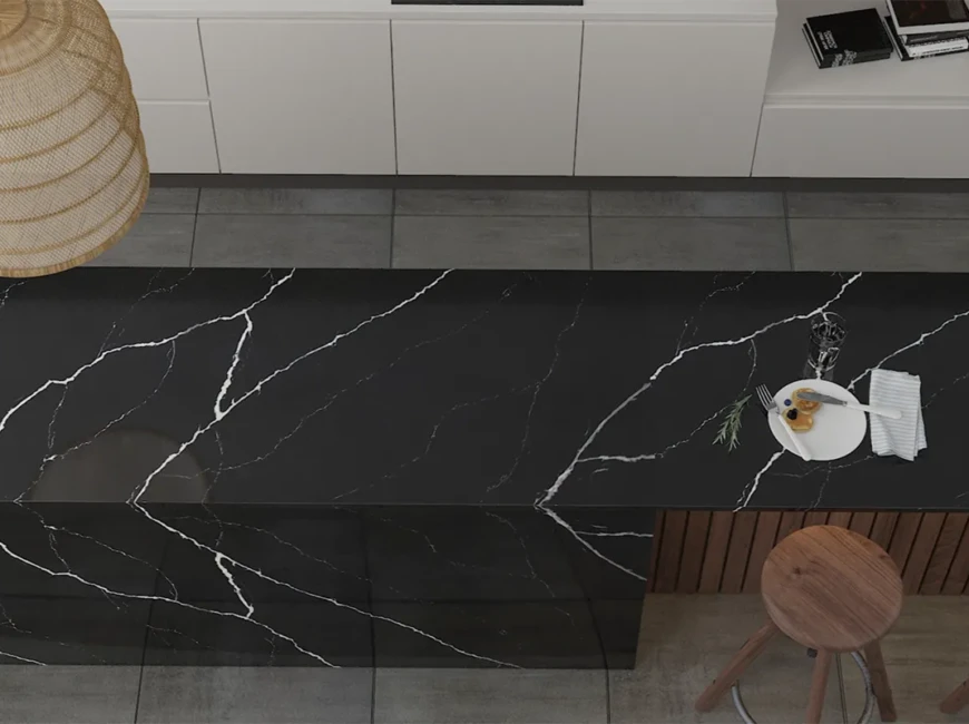 Искусственный кварцевый камень Vicostone BQ8740 Nero Marquina — фото 8 — MAS — Modern Acrylic Stone