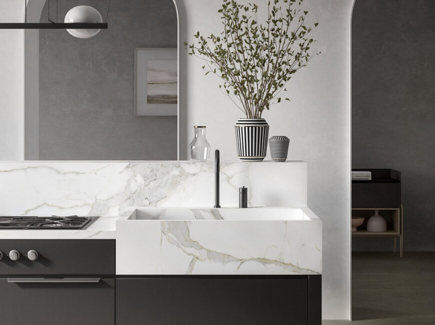 Широкоформатна керамогранітна плита Laminam I Naturali Calacatta Michelangelo — фото 5 — MAS — Modern Acrylic Stone