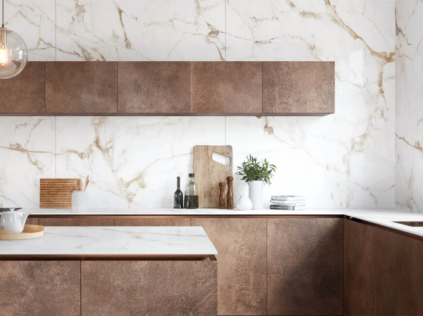 Широкоформатная керамогранитная плита Xtone Calacatta Gold — фото 5 — MAS — Modern Acrylic Stone