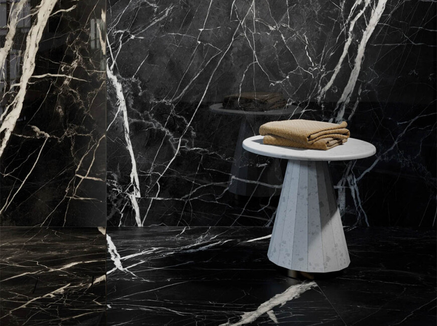 Широкоформатная керамогранитная плита Xtone Marquina Black — фото 3 — MAS — Modern Acrylic Stone