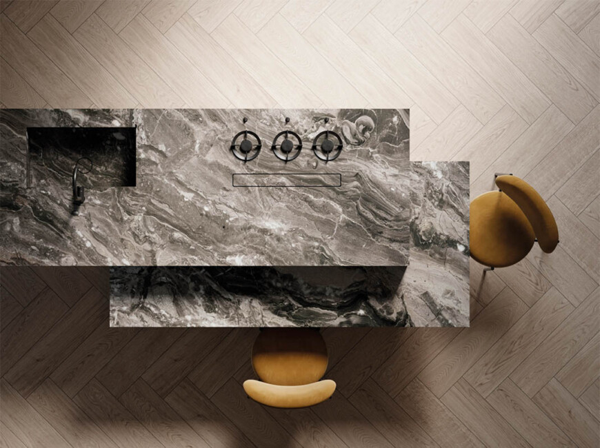 Широкоформатна керамогранітна плита Xtone Orobico Grigio — фото 3 — MAS — Modern Acrylic Stone