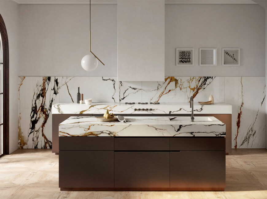 Широкоформатная керамогранитная плита Xtone Paonazzo Biondo — фото 6 — MAS — Modern Acrylic Stone