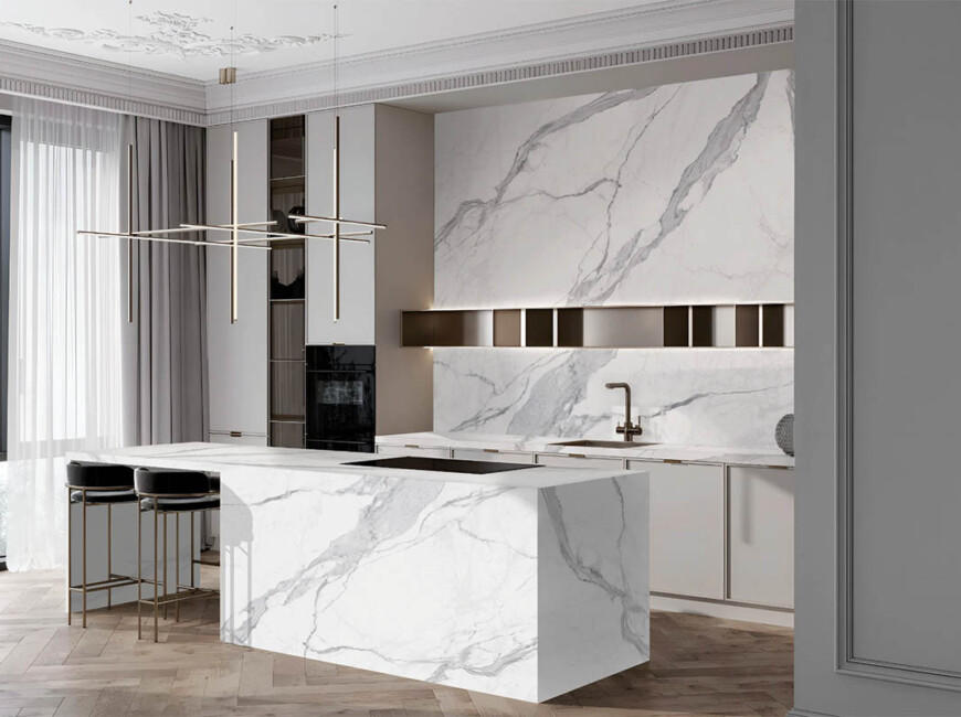 Широкоформатна керамогранітна плита Ascale Torano Statuario — фото 8 — MAS — Modern Acrylic Stone