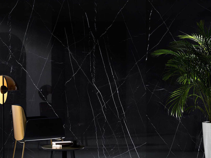 Широкоформатная керамогранитная плита Ascale Marquina Black — фото 4 — MAS — Modern Acrylic Stone