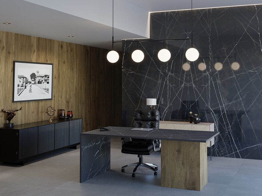 Широкоформатная керамогранитная плита Ascale Marquina Black — фото 6 — MAS — Modern Acrylic Stone