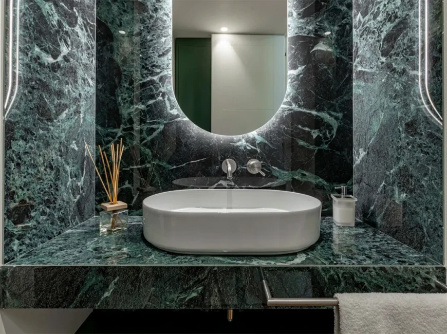Широкоформатная керамогранитная плита Laminam I Naturali Marmi Alpi Verde — фото 6 — MAS — Modern Acrylic Stone