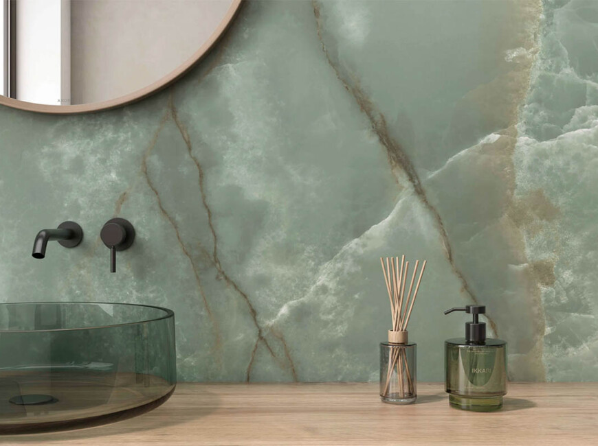 Широкоформатная керамогранитная плита Ascale Onice Seagreen — фото 4 — MAS — Modern Acrylic Stone