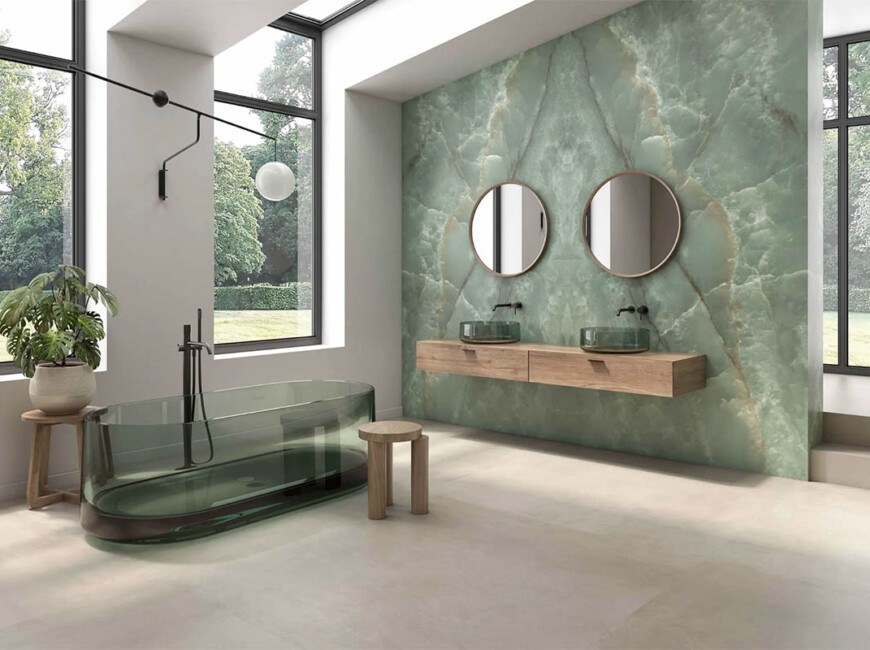 Широкоформатная керамогранитная плита Ascale Onice Seagreen — фото 5 — MAS — Modern Acrylic Stone