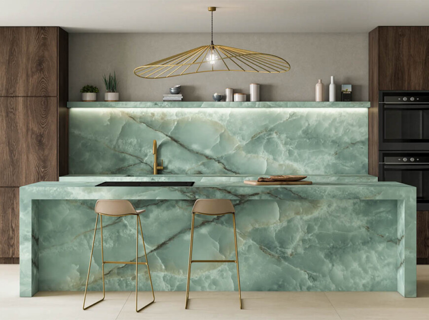 Широкоформатная керамогранитная плита Ascale Onice Seagreen — фото 6 — MAS — Modern Acrylic Stone