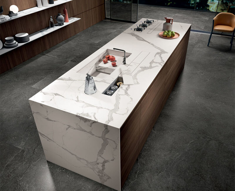 Широкоформатная керамогранитная плита Maxa Statuario White — фото 3 — MAS — Modern Acrylic Stone