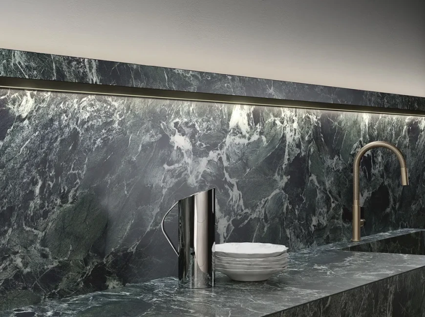 Широкоформатная керамогранитная плита Sapienstone Alpi Chiaro Venato — фото 4 — MAS — Modern Acrylic Stone