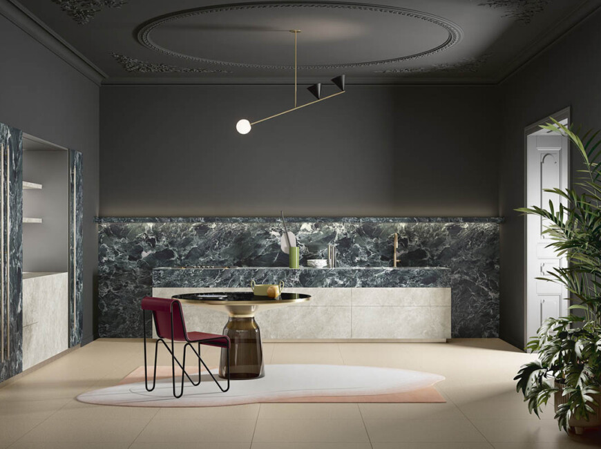 Широкоформатная керамогранитная плита Sapienstone Alpi Chiaro Venato — фото 7 — MAS — Modern Acrylic Stone
