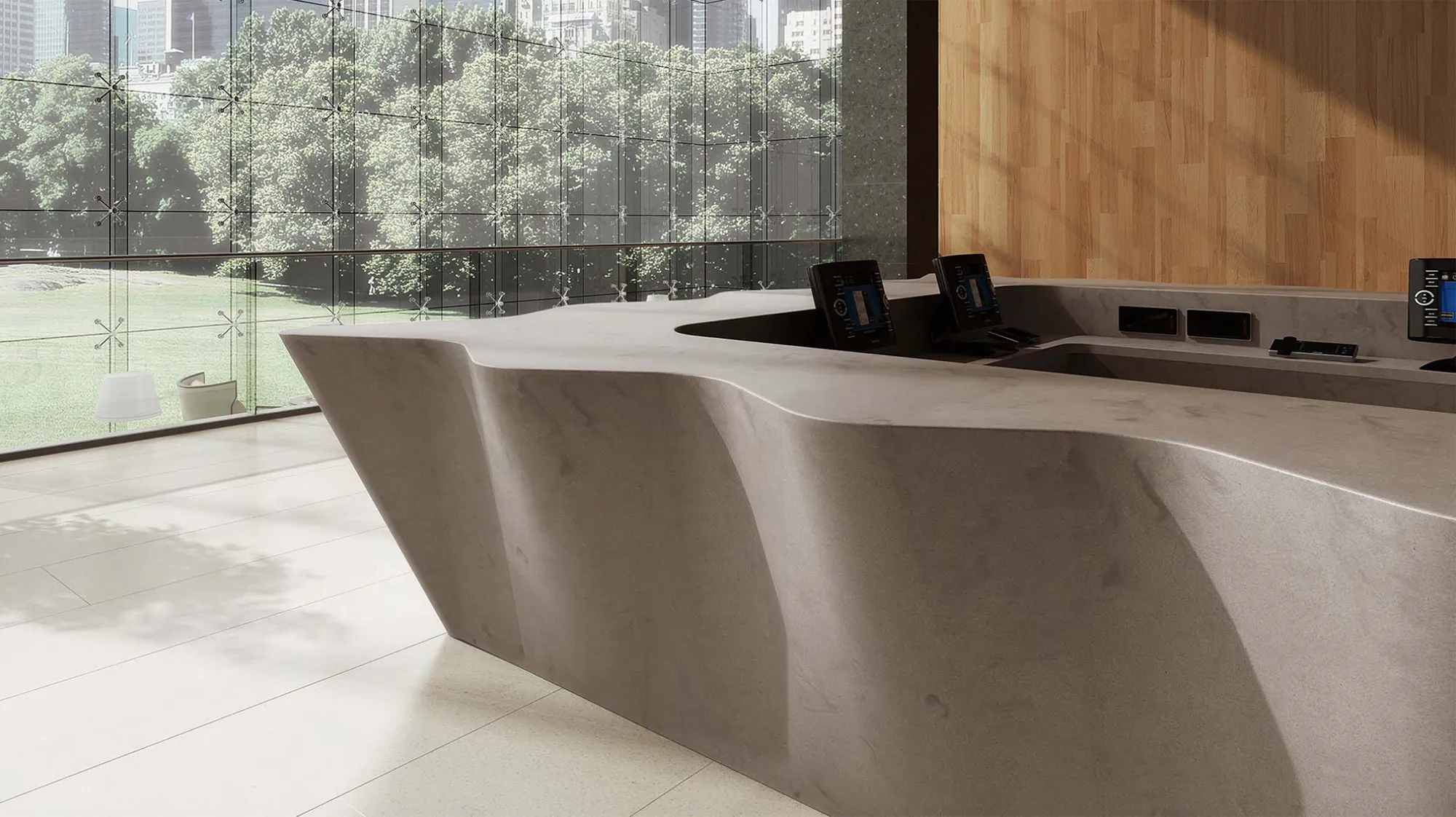 Стійка ресепшн з акрилового каменю — MAS — Modern Acrylic Stone
