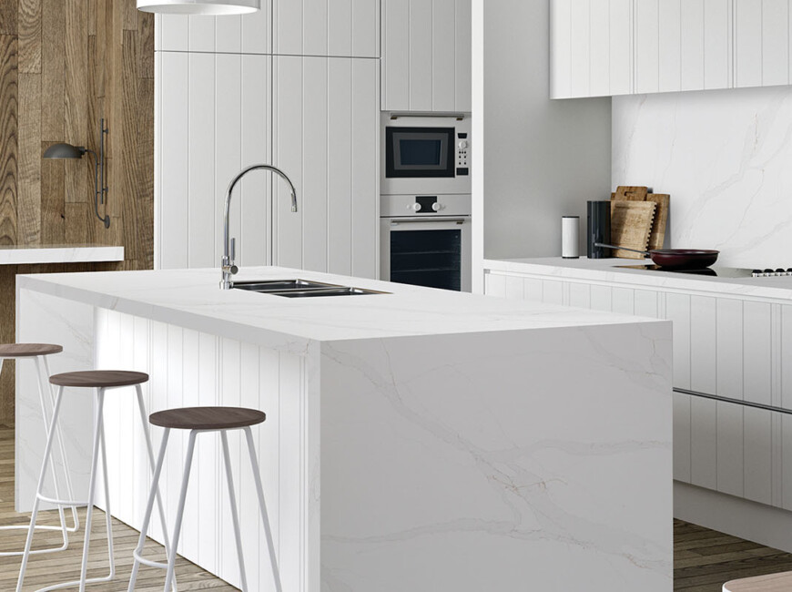 Искусственный кварцевый камень Avant Quartz 7550 Calacatta Cannes Gold — фото 4 — MAS — Modern Acrylic Stone
