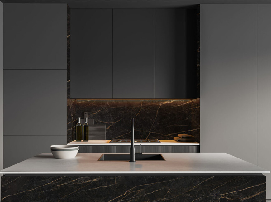 Широкоформатная керамогранитная плита Neolith Black Obsession — фото 5 — MAS — Modern Acrylic Stone