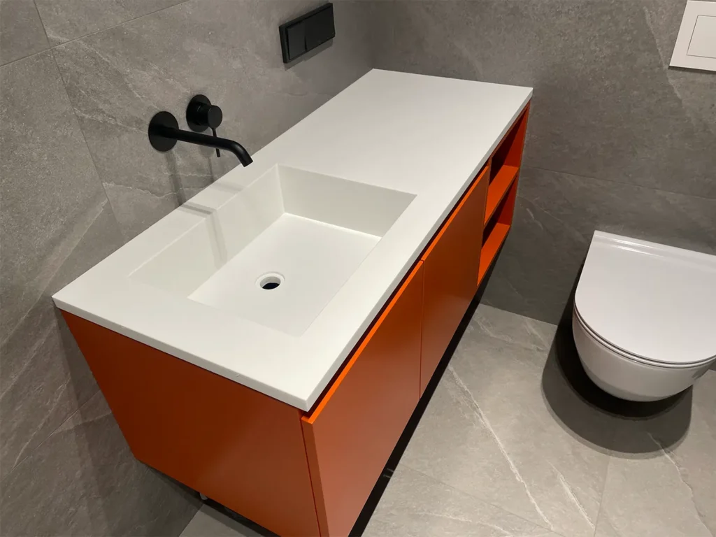 Стільниця з інтегрованою раковиною з акрилу Grandex P-104 Pure White — фото 3 — MAS — Modern Acrylic Stone