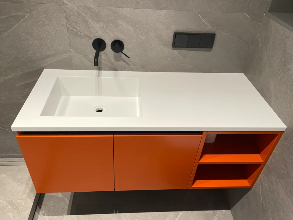 Столешница с интегрированной раковиной из акрила Grandex P-104 Pure White — фото 2 — MAS — Modern Acrylic Stone