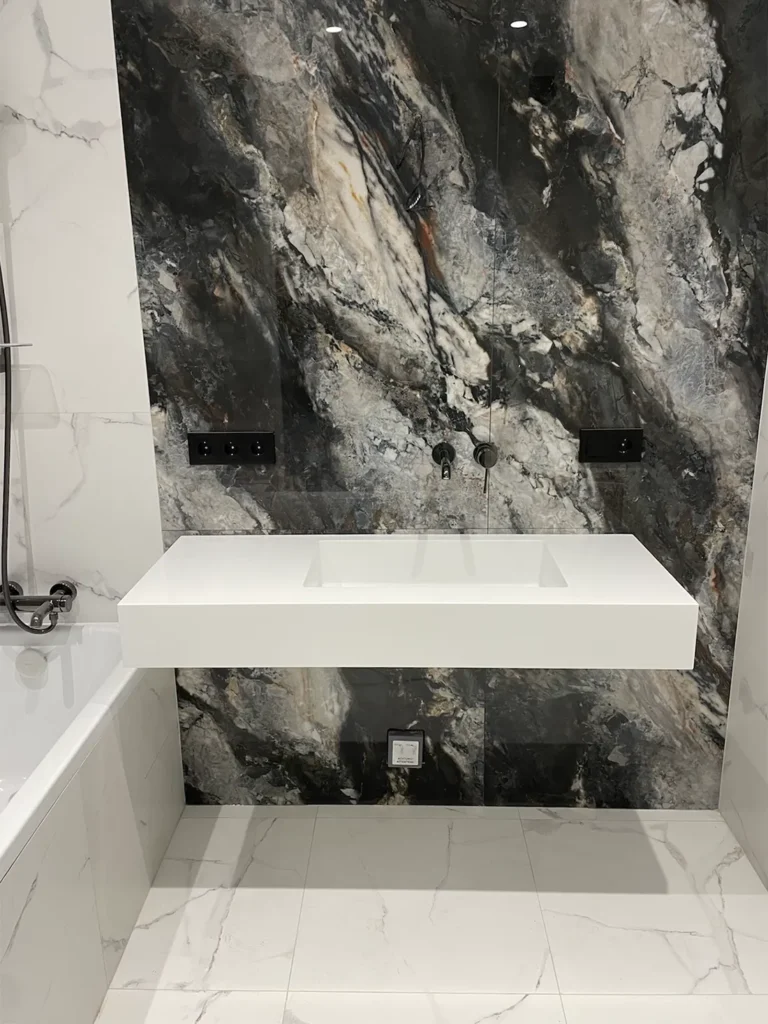 Умывальник из акрилового камня Grandex P-104 Pure White — фото 4 — MAS — Modern Acrylic Stone