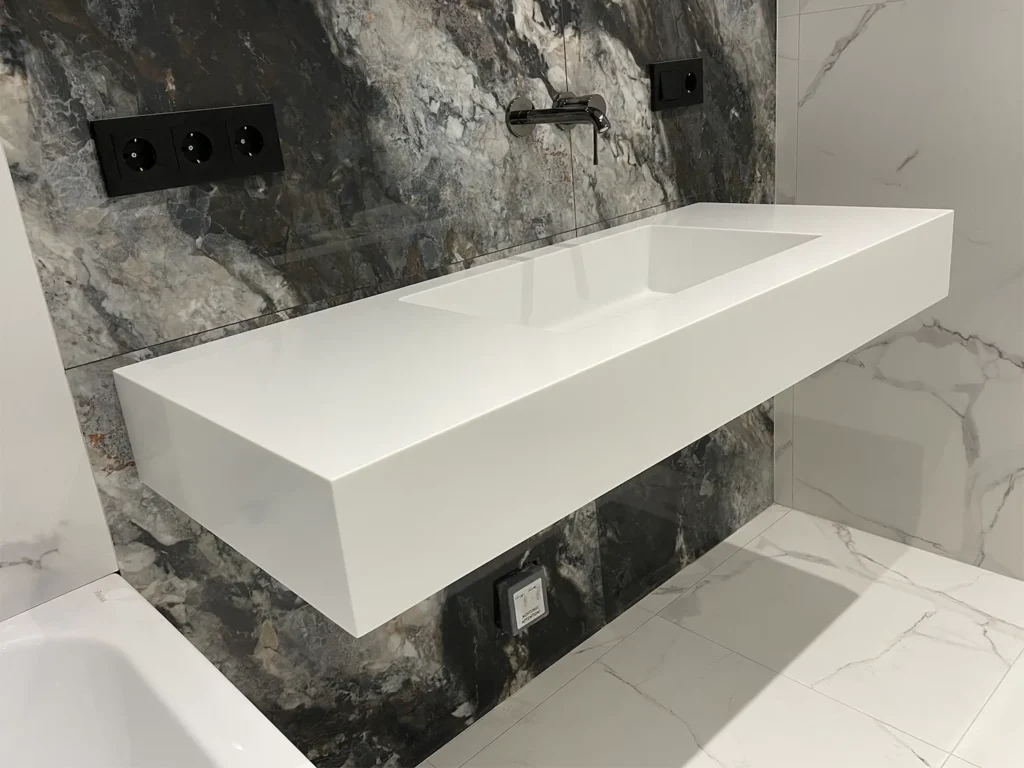 Умывальник из акрилового камня Grandex P-104 Pure White — фото 5 — MAS — Modern Acrylic Stone