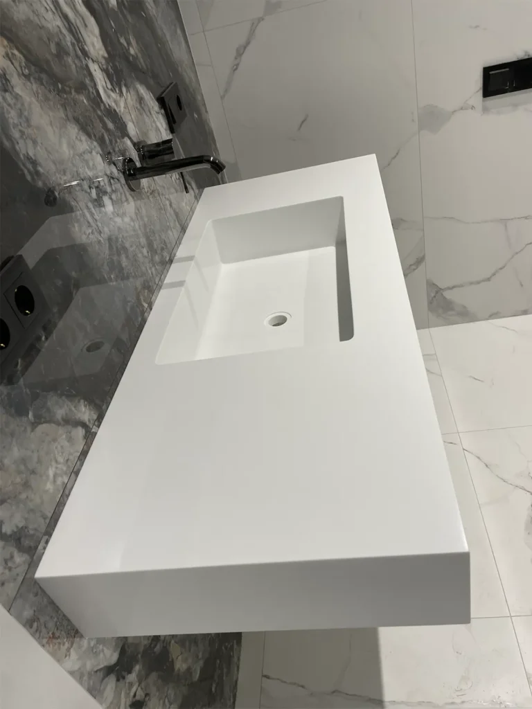 Умывальник из акрилового камня Grandex P-104 Pure White — фото 6 — MAS — Modern Acrylic Stone