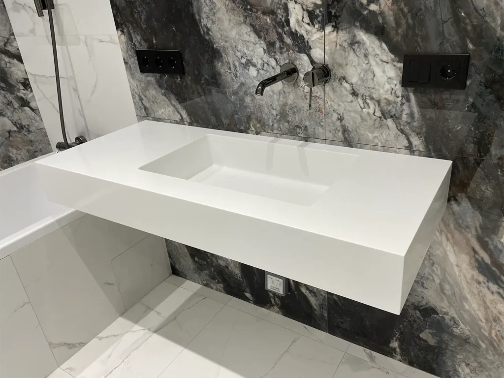 Умивальник з акрилового каменю Grandex P-104 Pure White — фото 2 — MAS — Modern Acrylic Stone
