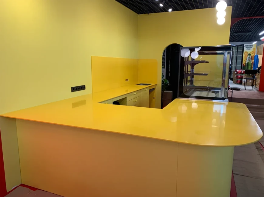 Столешница для барной стойки и фартук из акрилового камня Grandex P-198 Mango — фото 2 — MAS — Modern Acrylic Stone