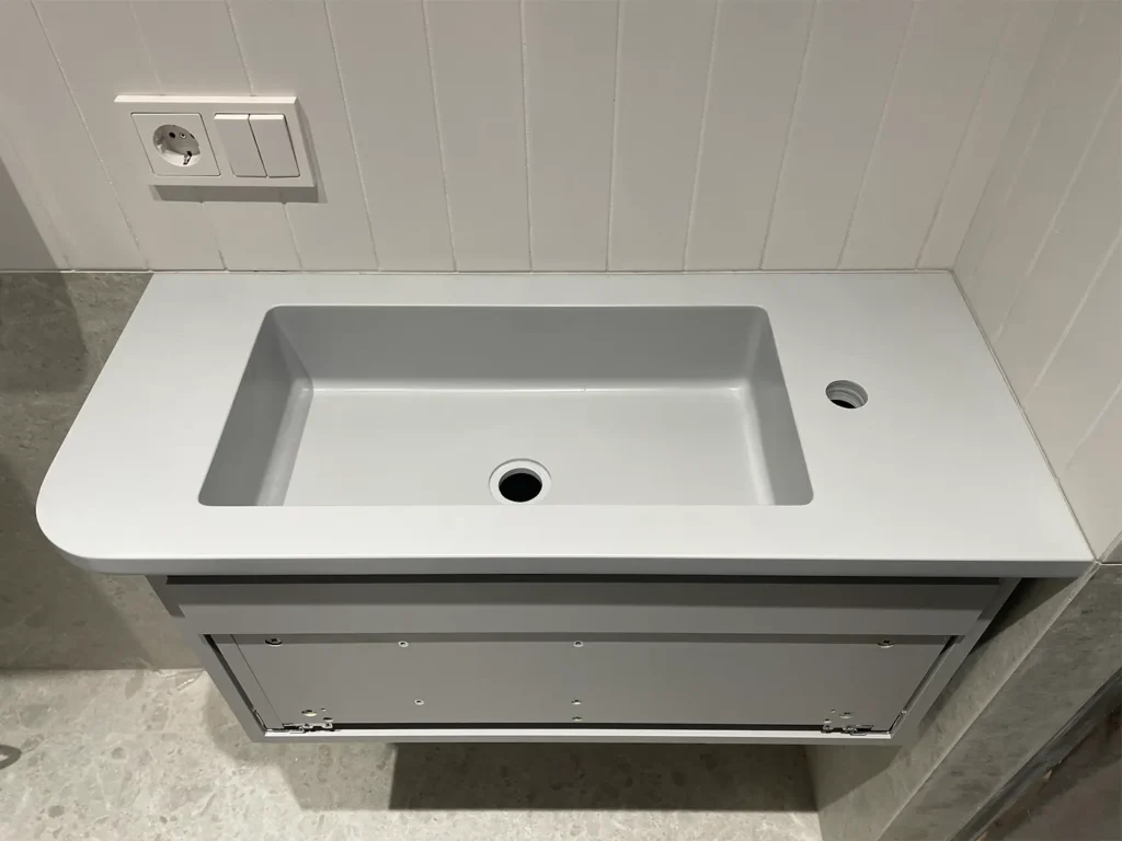 Стільниця з раковиною з акрилового каменю Grandex P-109 Light Grey — фото 3 — MAS — Modern Acrylic Stone
