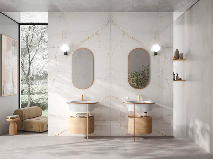 Широкоформатная керамогранитная плита Ascale Lucca Gold — фото 8 — MAS — Modern Acrylic Stone