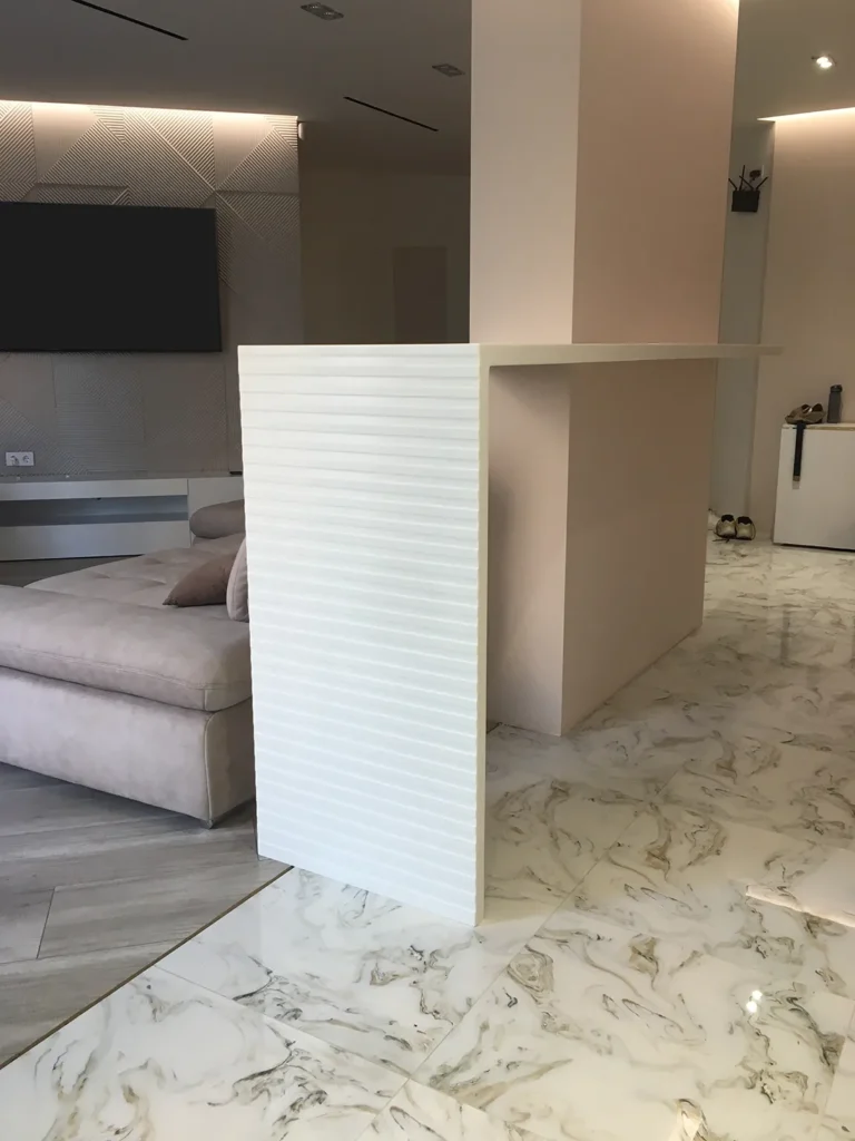 Барна стійка з акрилового каменю Grandex P-104 Pure White — фото 1 — MAS — Modern Acrylic Stone