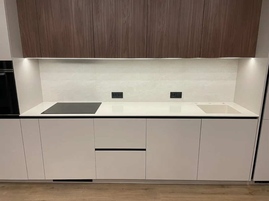 Кухонная столешница с интегрированной мойкой из акрила Grandex S-209 Light Sand — фото 1 — MAS — Modern Acrylic Stone