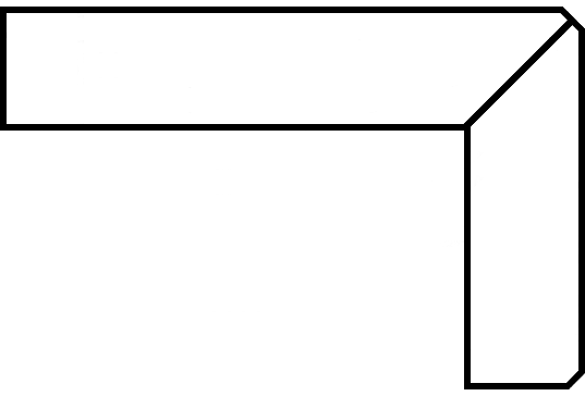 Толщина ― 40 мм, Miter (торец под 45°), F2 мм/F1 мм