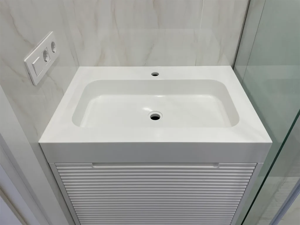 Столешница с раковиной из акрила Grandex P-104 Pure White — фото 1 — MAS — Modern Acrylic Stone