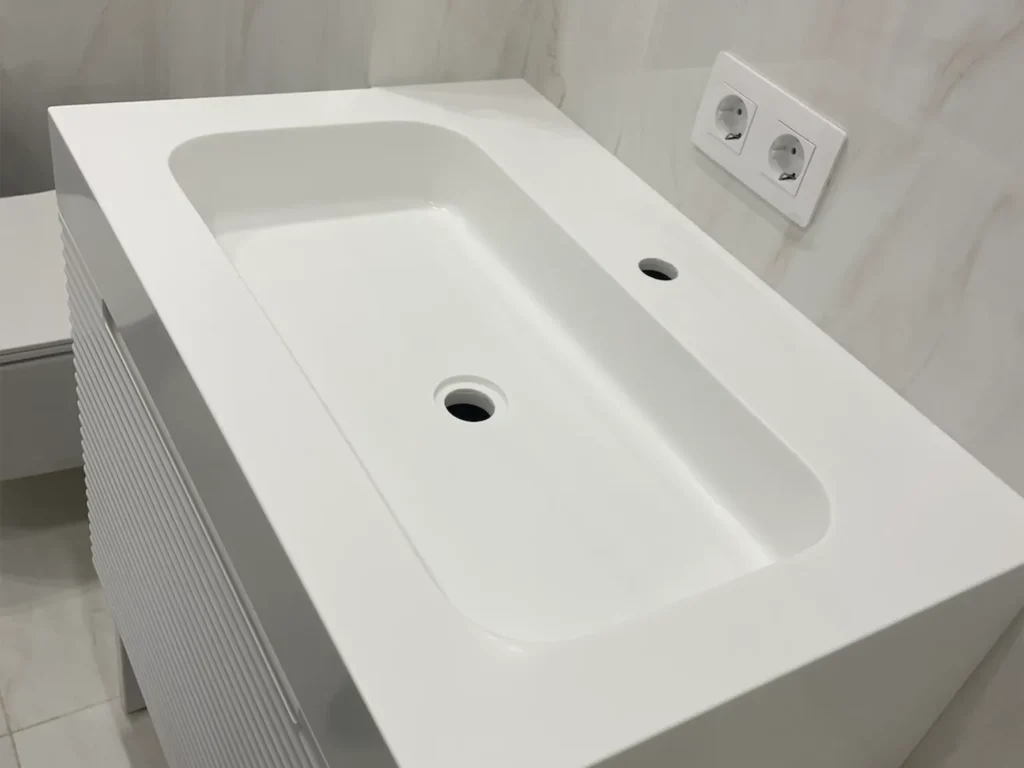 Столешница с раковиной из акрила Grandex P-104 Pure White — фото 2 — MAS — Modern Acrylic Stone