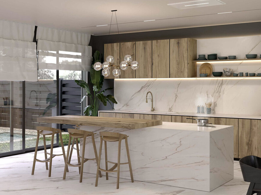 Широкоформатная керамогранитная плита ABK Stone Calacatta Gold — фото 4 — MAS — Modern Acrylic Stone