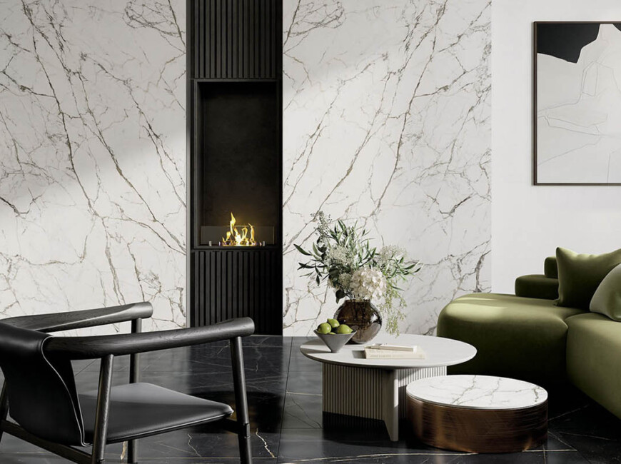 Широкоформатная керамогранитная плита ABK Stone Statuario Fantastico 3D — фото 4 — MAS — Modern Acrylic Stone
