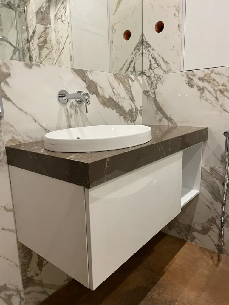 Стільниця в санвузол з кварцу Atem Pietra Marrone 0002 — фото 3 — MAS — Modern Acrylic Stone