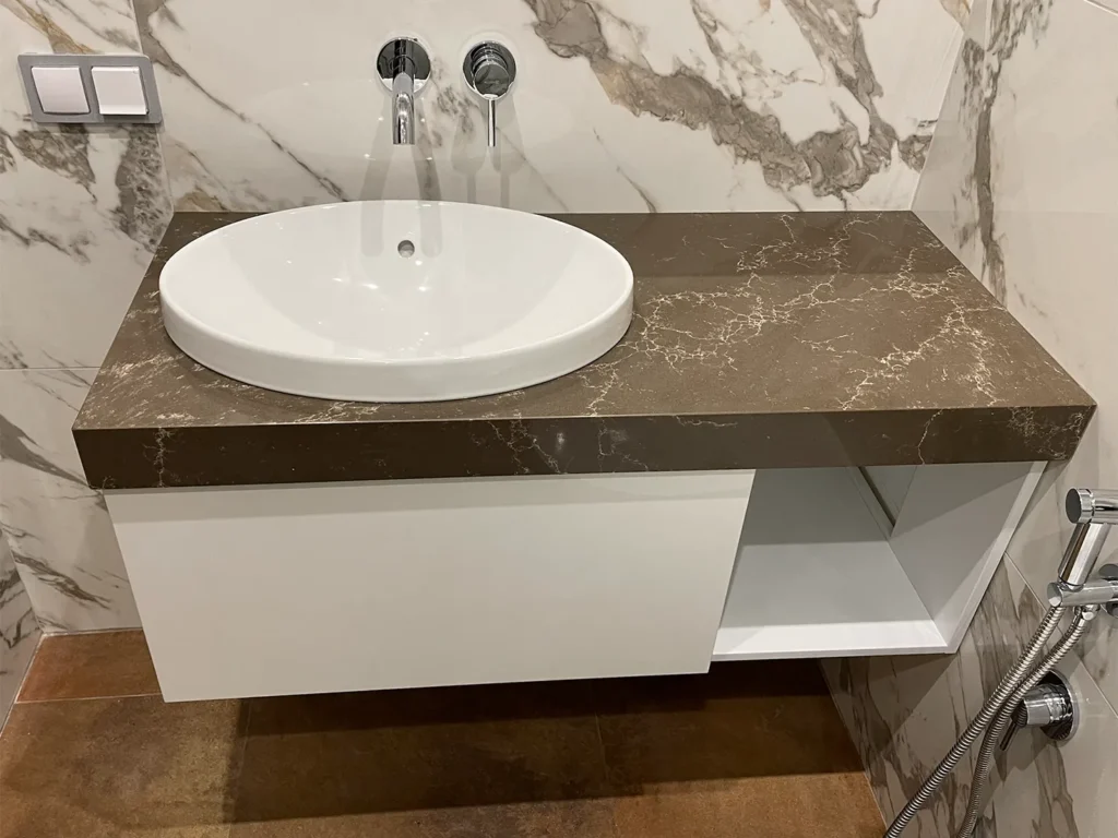 Стільниця в санвузол з кварцу Atem Pietra Marrone 0002 — фото 4 — MAS — Modern Acrylic Stone