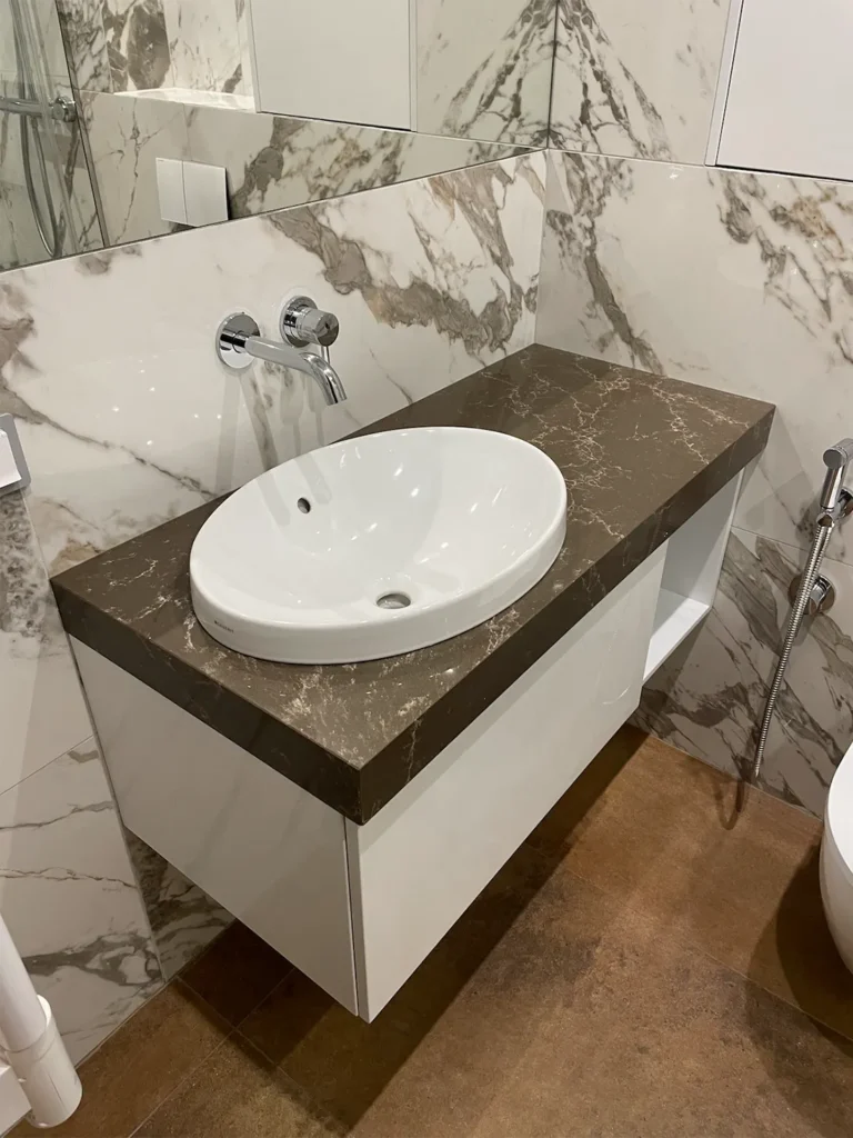 Столешница в санузел из кварца Atem Pietra Marrone 0002 — фото 2 — MAS — Modern Acrylic Stone