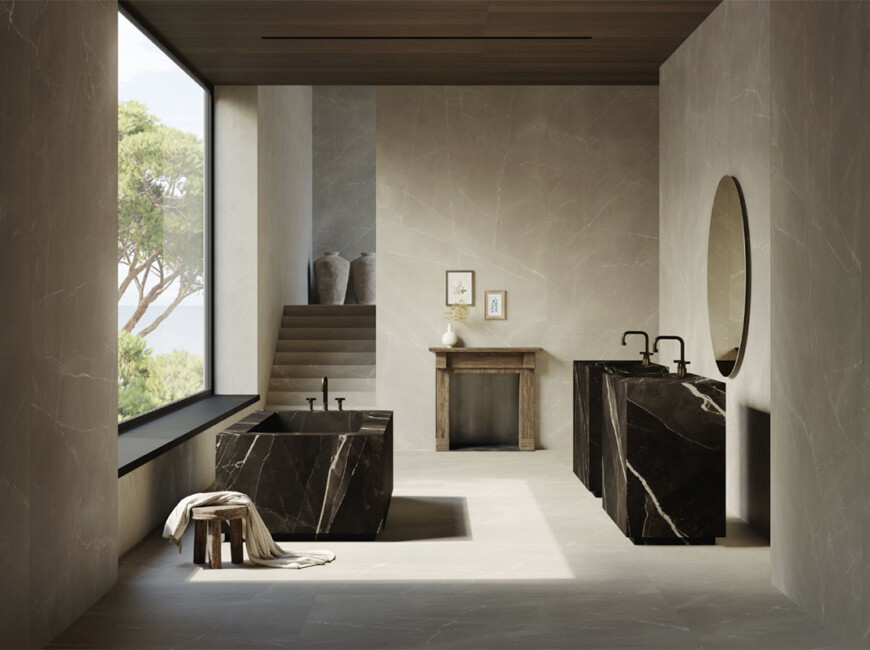 Широкоформатная керамогранитная плита Marazzi Grande Marble Look Calacatta Black — фото 5 — MAS — Modern Acrylic Stone