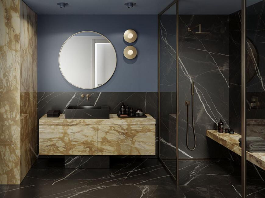 Широкоформатная керамогранитная плита Marazzi Grande Marble Look Calacatta Black — фото 6 — MAS — Modern Acrylic Stone