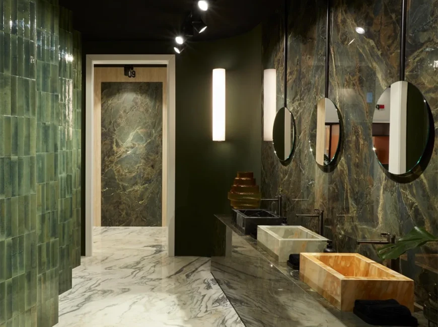 Широкоформатна керамогранітна плита Marazzi Grande Marble Look Verde Borgogna — фото 3 — MAS — Modern Acrylic Stone