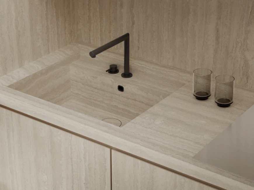Широкоформатна керамогранітна плита Marazzi Grande Stone Look Travertino Classico — фото 3 — MAS — Modern Acrylic Stone