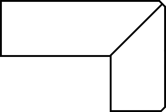 Толщина ― 40 мм, Miter (под 45°), F2 мм/F1 мм