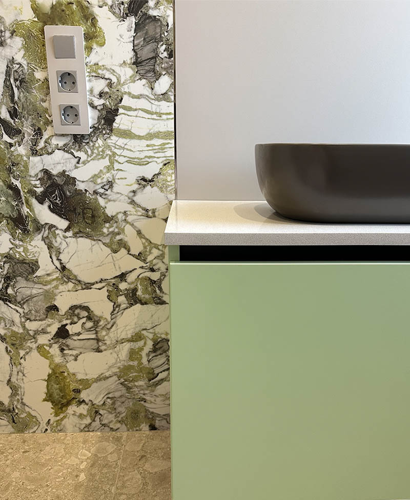 Столешница на тумбу из кварца Atem Grey Light 0031 — MAS — Modern Acrylic Stone