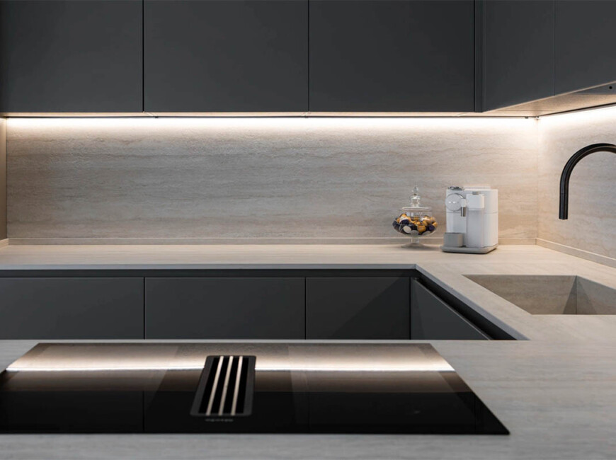 Широкоформатна керамогранітна плита Laminam Hado Travertino Bianco — фото 4 — MAS — Modern Acrylic Stone