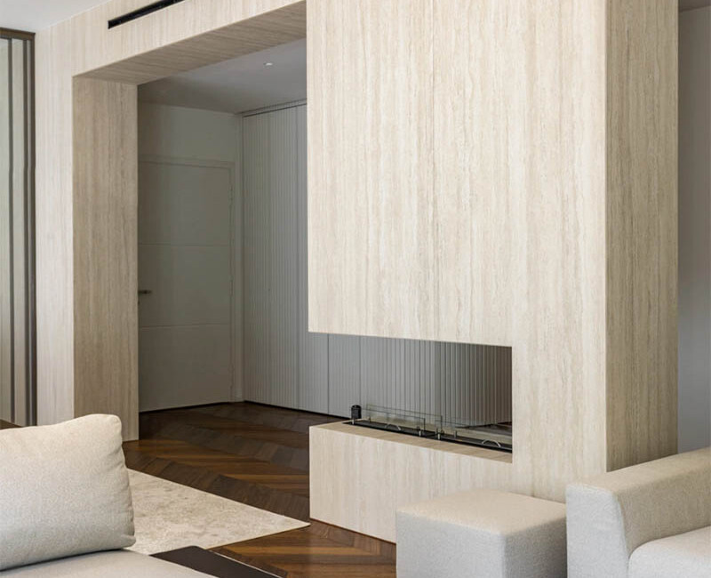 Широкоформатна керамогранітна плита Laminam Hado Travertino Bianco — фото 7 — MAS — Modern Acrylic Stone